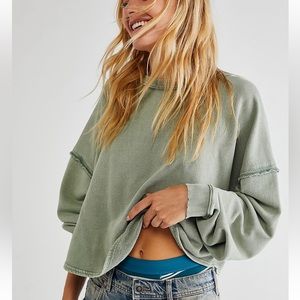 Free People Bae Pullover in Green Tea